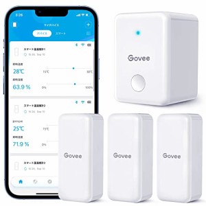 Govee WiFi 温湿度計 温度計 湿度計 デジタル ワイヤレス 高精度 乾燥対策 アラーム 異常通知 インテリア コンパクト センサー3つ ゲート