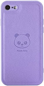 Panda Baby iPhone 7/8/SE第二世代/SE第三世代 レザーケース 本革に近い質感 (パープル)