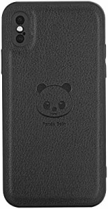 Panda Baby iPhone X/Xs レザーケース 本革に近い質感 (ブラック)