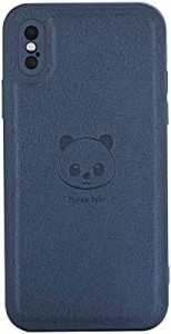 Panda Baby iPhone X/Xs レザーケース 本革に近い質感 (ブルー)