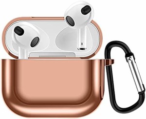 GOCROWEEN for Airpods3 ケース エアーポッズカバー 保護ケース ソフト TPU素材 メッキ仕上げ 耐衝撃 前のLEDライトが見える 装着充電可