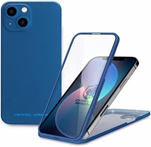 クリスタルアーマー iPhone 13 mini ケース ガラスフィルム 液晶保護 一体型 全面保護 Ultra Light 360 NAVY PEI23-UL-NV