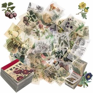 public 手帳シール コラージュ 素材 ペーパー 366枚入 ミニブック シールブック スクラップブックステッカー 素材紙 植物 花など多種類 