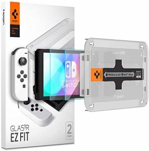 Spigen EZ Fit ガラスフィルム Nintendo Switch 有機ELモデル 用 貼り付けキット付き ニンテンドースイッチ OLED モデル 対応 保護 フィ