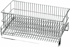 大竹産業 日本製 食器 水切り かご 水が流れる トレー付 スリム 縦置き 21×35cm オールステンレス シルバー 燕三条製