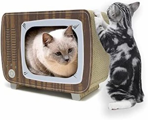 JEMAジェマ 猫 爪とぎ 爪研ぎ テレビ型つめとぎ トンネル 猫ハウス レトロ風　段ボール 高密度 大型 猫ベッド 爪とぎベッド 家具破壊防止