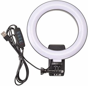 エツミ VLOG LED クリップ ライト 360° 6インチ 外径16cm オンライン WEB会議 VE-2310 ブラック
