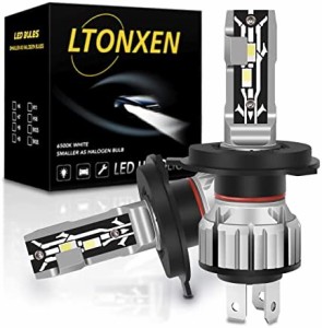 LTONXEN H4 LED ヘッドライト 車検対応 ファンレス 一体型 H4 HI/LO切替 LED バルブ 6000K ホワイト 車用 DC9-18V LED ヘッドライト 2個