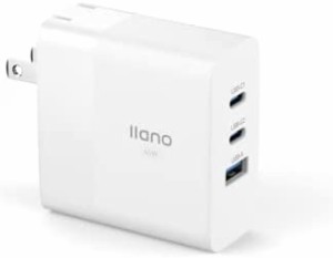llano 65W PD充電器 (GaN 窒化ガリウム搭載/3ポートUSB-A & USB-C×2/折り畳み式 USB-C急速充電器)【PD3.0対応/QC3.0対応/PPS規格対応/PS