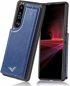 【 Viesa 】 背面カバー ケース手帳型 Xperia 5 III / docomo SO-53B / au SOG05 対応 SONY ランヤード付 背面型ケース ( ネイビーブルー