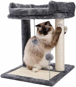 PAWZ Road キャットタワー 爪とぎポール 据え置き ミニタイプ 省スペース 猫おもちゃ天然サイザル 爪磨き 猫の遊び場 小型 やすい 頑丈 