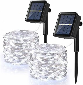 LEDイルミネーションライト ソーラー ストリングライト 100電球 10m 電飾 8モード 夜間自動点灯 キャンプ用 ガーランドライト IP65防水 