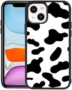 J&L エイiphone 13 用 牛柄スマホケース ダルメシアン柄アニマルケース 耐衝撃 ネックストラップ付き 落下防止 ワイヤレス充電対応 アイ