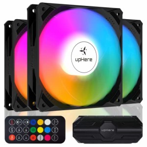 Novonest ARGB PCケースファン 120mm 静音 高性能 6PINコネクタ リモコン付 冷却ファン rgb ファン ファンハブ付き 黒枠 ledファン 3本1