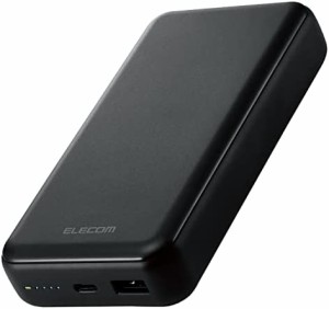 エレコム モバイルバッテリー 20000mAh 大容量 ( USB PD対応 ) 20W Type-C×1 / USB-A×1 ブラック DE-C34-20000BK