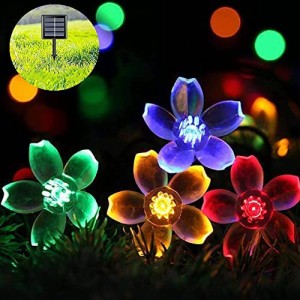 Lecone ソーラー LED ストリングライト ガーデンライト LED イルミネーション ソーラーライト 50LED 7M 屋外 庭 ライト ソーラー 桜の花 