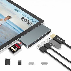 Surface Pro 6/Pro 5/Pro 4 専用 USB 3.0 ハブ 4K@30Hz HDMIポート SD/TF（Micro SD） カードリーダー+ USB 3.0ポート*3 高速データ転送 