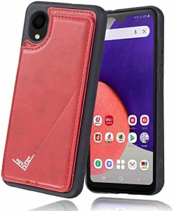 【 Viesa 】 背面カバー ケース手帳型 Galaxy A22 5G SC-56B docomo 対応 SAMSUNG ランヤード付 背面型ケース (レッド) 美しい、軽・薄 