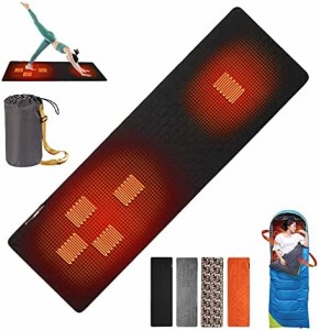 【PKTIME】電熱 マット 寝袋用 発熱 パッド 秋冬 アウトドア テントスリーピングマット 電気毛布 USB給電 3段階温度調整 急速加熱 防寒 