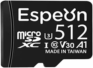 Espeon 512GB MicroSDXCカード UHS-I U3 A1 V30 4K Ultra HD Class10 - 最大読出速度95MB/s、SDアダプター付 - ESPMSD512-2022