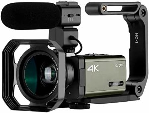 ORDRO AX65 4K 60FPS ビデオカメラ デジタルビデオカメラ 3.5""IPS HD 1080P 12倍光学ズーム＆100倍ズーム Vlog, YouTube