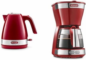 【セット買い】デロンギ(DeLonghi) 電気ケトル アクティブ シリーズ 1.0L KBLA1200J-R & ドリップコーヒーメーカー レッド アクティブシ