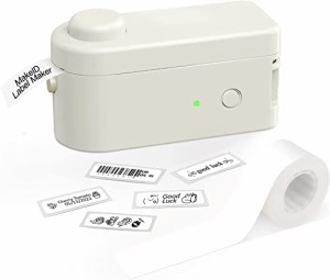 MakeID 感熱ラベルプリンター(テープ16?o幅付き) ラベルライター ポータブル型 スマホ対応 ミニラベルライター Bluetooth接続 DIYラベル 