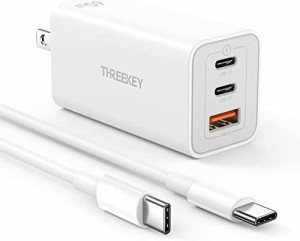 THREEKEY PD充電器 65W 急速充電 3ポート搭載 USB C/USB-A GaN 窒化ガリウム素材使い 折り畳み式 世界最小級 なPD充電器 PPS規格とQC3.0