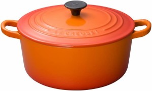 【 レシピブック付き】ル・クルーゼ(Le Creuset) 鋳物 ホーロー 鍋 両手鍋 無水鍋 鉄鍋 ココット・ロンド 22 cm オレンジ ガス IH オーブ