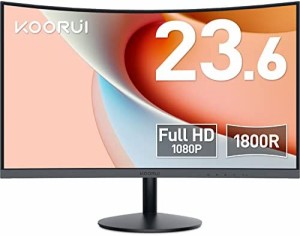 KOORUI モニター 24 インチ 湾曲モニター 1080P 曲面モニター VA非光沢・1800R曲面 /60 HZ/VGA/HDMI/sRGB/傾き調整 湾曲 ゲーミングモニ