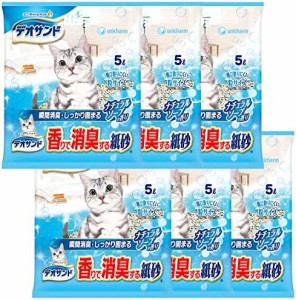 【まとめ買い】デオサンド 猫用 サンド 香りで消臭する 紙砂 ナチュラルソープの香り 30L(5L×6) おしっこ ペット用品 ユニチャーム