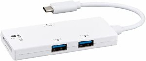 ナカバヤシ Digio2 USBハブ USB3.2Gen1 Type-C 3ポート & SD カードリーダー ホワイト Z9458