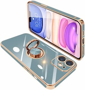 iPhone11 ケース リング付き アイフォン11 リング カバー 耐衝撃 TPU メッキ加工 360°回転 スタンド機能 車載ホルダー ストラップホール