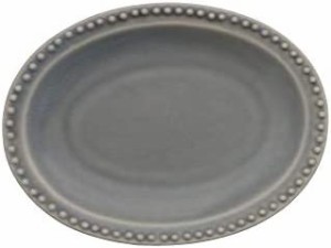 EAST table(イーストテーブル) 小皿 ドットオーバルプレート12cm グレー 日本製 レンジ対応 食洗機対応 洋食器 楕円皿 ic-012-01