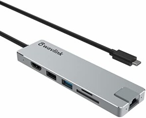 WAVLINK USB-Cハブ　USB-Cミニドッキング 4K HDMI V1.4 USB C HUB ウルトラスリム 8ポートハブ 旅行用ポータブル アルミニウム製 　RJ45 