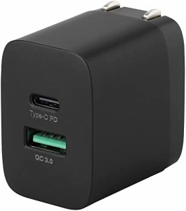 ナカバヤシ Digio2 USB 充電器 Type-C 1ポート + USB-A 1ポート 20W PD充電対応 ブラック Z9004