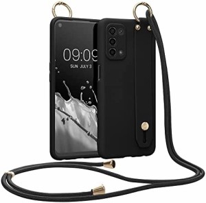 kwmobile 対応: Oppo A74 (5G) / A54 (5G) ケース - TPU スマホショルダー ネックストラップ 耐衝撃 黒色