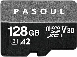 PASOUL microSD 128GBUHS-I U3 V30 A2 規格 4K Ultra HD 対応 最大速度100MB/s 10年保証 PACFA2-128GU30