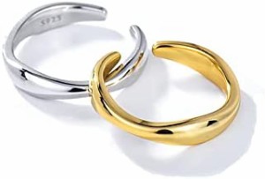Mieduaxy レディース メンズ 指輪 人気 ウェーブ シルバー リング メビウス指輪K18金 ペアリング シルバー925 ゴールドカラー フリーサイ