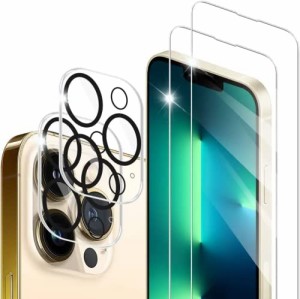 【2+2 枚セット】ELYBYYLE for iPhone14 pro ガラスフィルム （2枚入り）＋カメラフィルム（2枚入り）【ガイド枠付き】 iPhone14 pro レ