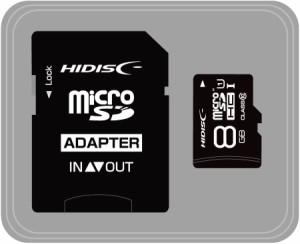 HI DISC microSDHCカード Class10 8GB SD変換アダプター/プラケース付き(データ復旧サービス付き) ブラック