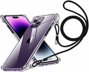 iPhone 14 Pro Max ケース クリア ネック ショルダー ストラップ付き iPhone14 Pro Max スマホケース アイフォン14 Pro Max カバー 耐衝