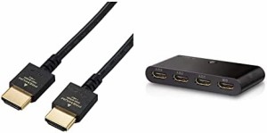 【HDMIケーブル切替器セット】エレコム HDMI ケーブル 2ｍ プレミアム 4K 2K (60P) UltraHD 3DフルHD スリムタイプケーブル ブラック DH-