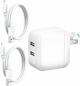 iphone 充電器 折り畳み式 2ポート 24W 1M 2本付き usb 充電器 iPhone 充電ケーブル 純正 スマホ充電器 急速充電器 携帯 コンセント あい