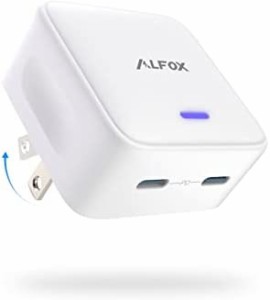 Alfox Type-C充電器 35W PD対応 USB-C 2ポート【GaN搭載/PD3.0/PPS規格対応/折りたたみ式プラグ/超コンパクト/2台同時充電/PSE認証済】iP
