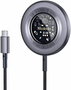 Mcdodo マグネット式ワイヤレス充電器 Mag-Safe充電器 iPhone 14/13/12シリーズ対応 15W急速充電 1600Gs高強聚磁気コア採用 透明美学設計