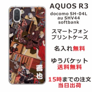 アクオスアール3 ケース AQUOS R3 SHV44 au SH-04L 送料無料 ハードケース 名入れ 和柄プリント 歌舞伎