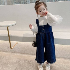 キッズ サロペット デニムサロペット デニムオーバーオール 子供服 秋 冬 女の子 フリンジ かわいい おしゃれ