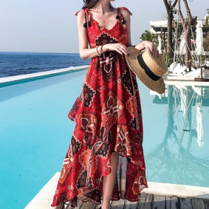 ロングワンピース 夏 レディース ワンピース リゾート ワンピース ハワイ 沖縄 マキシ丈 フィッシュテール シースルー キャミワンピ