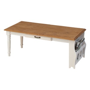 ローテーブル　センターテーブル　カントリー調　Midi　引出し付　天然木　幅105cm （ 送料無料 テーブル 机 つくえ 引き出し 引出 木製 